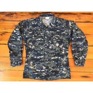 US NAVY Cotton Blend Naval Logo Working Blouse Digi Camo Shirt Jacket S Reg 42"